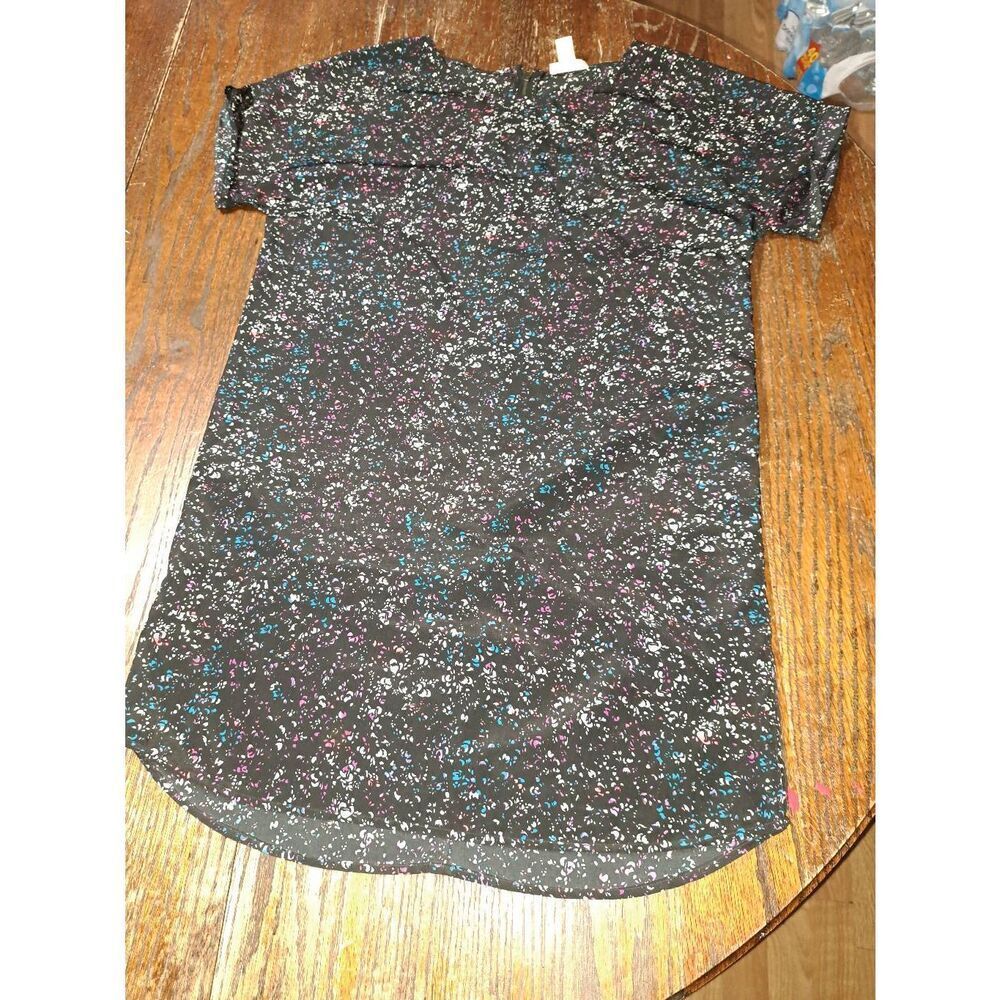 XS Caslon Short Sleeve Rear Zip Mini Dress Black Off White Blue Pink Purple